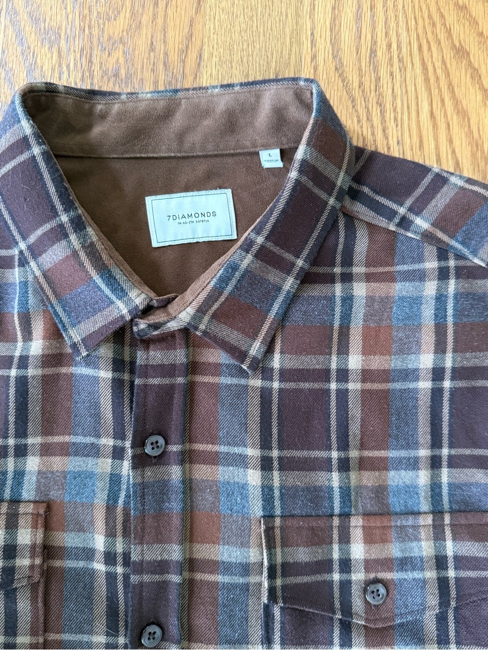 7Diamonds Gunnar Men’s Large Plaid Flannel Button Up Shirt Long Sleeve
